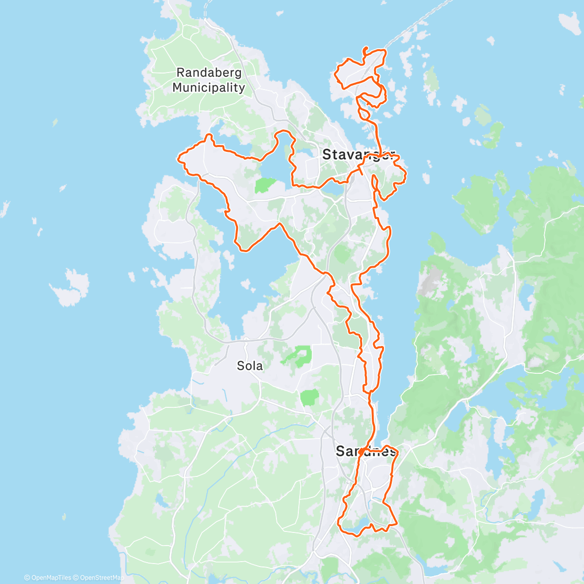 Map of the activity, 23/12/2025 Sandnes, Hundvåg, Kvernevik, Jåttå
