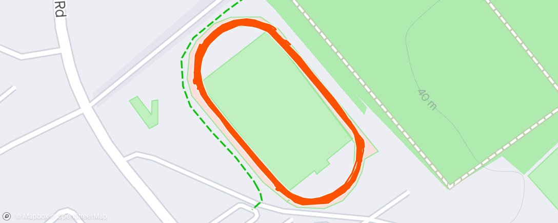 Map of the activity, Track - 5 x (400m (60s), 800m (2min))