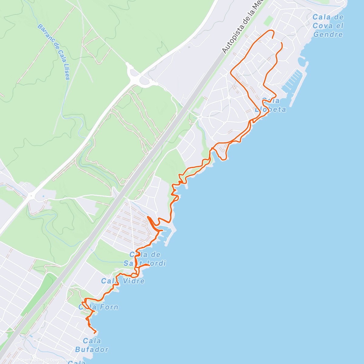Map of the activity, Camí de ronda Calafat