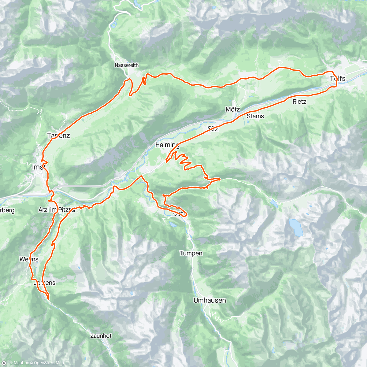 Map of the activity, Imster Radmarathon
