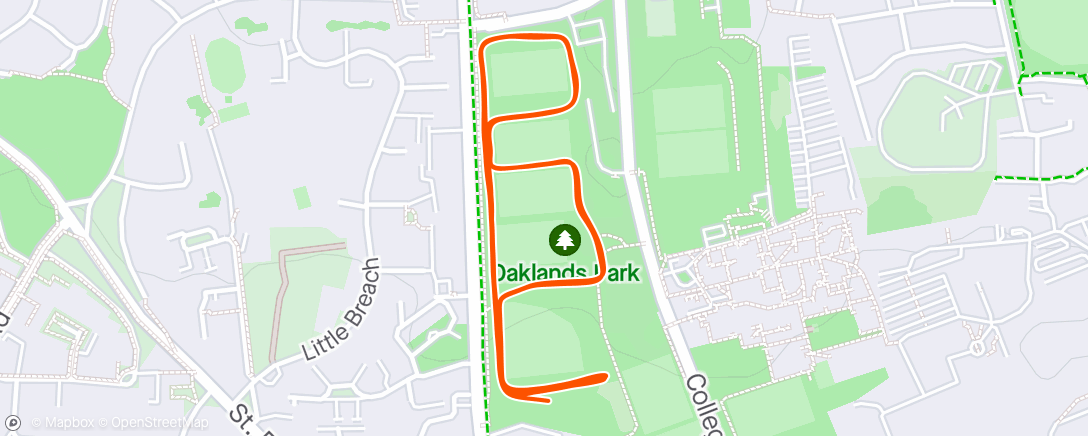 Map of the activity, 20:21 / P5 Chichester parkrun. Jetlagged 😵‍💫