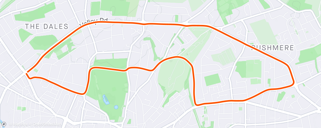 Map of the activity, Out to Rushmere Road