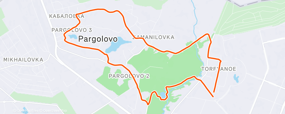 Map of the activity, Вечерний забег