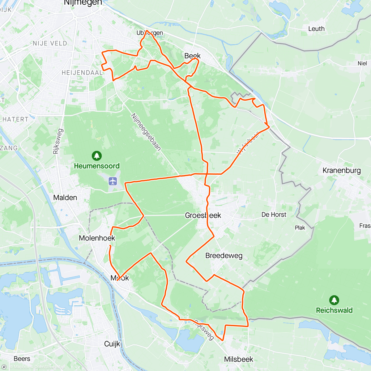Map of the activity, Hoogtestage Rijk van Nijmegen