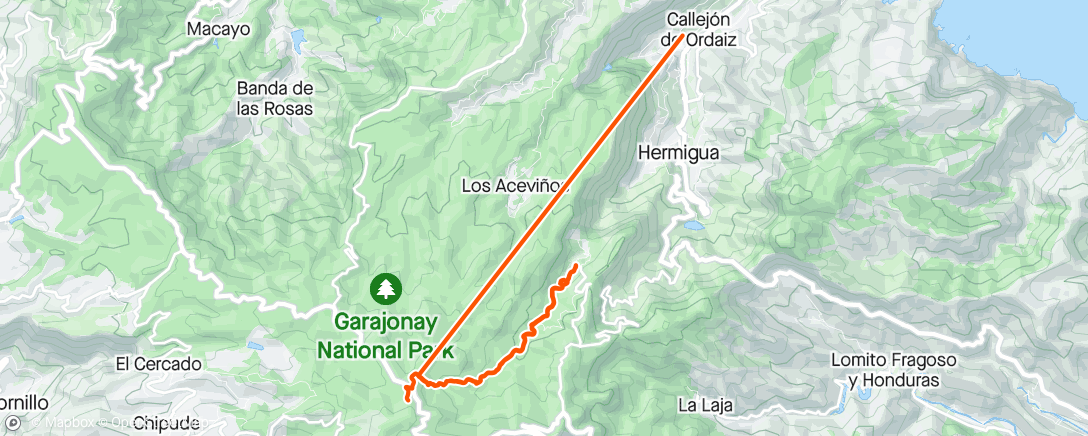 Map of the activity, Garajonay to El Cedro return. Recommended