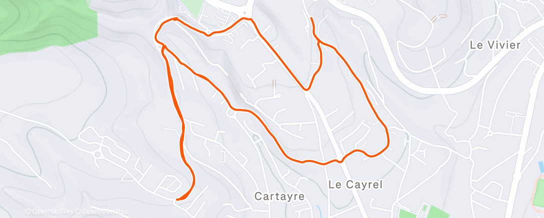 Map of the activity, Course à pied en soirée