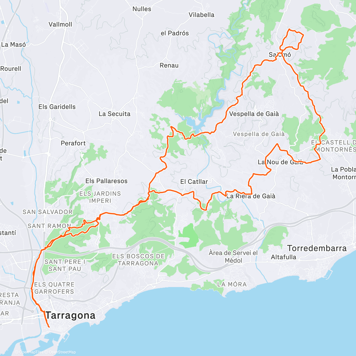 Map of the activity, Bicicleta de montaña matutina