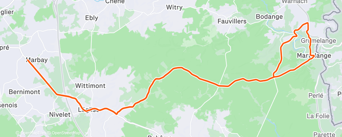 Map of the activity, Sortie vélo le midi