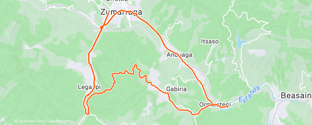 Map of the activity, Bicicleta a la hora del almuerzo