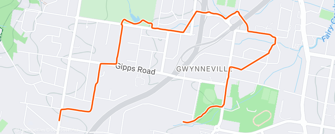 Map of the activity, Afternoon Run