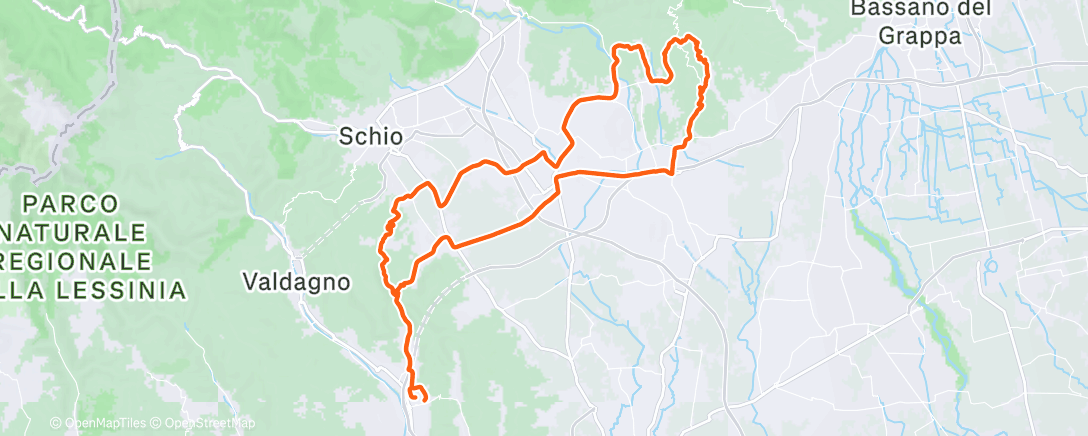 Map of the activity, Pedalata mattutina