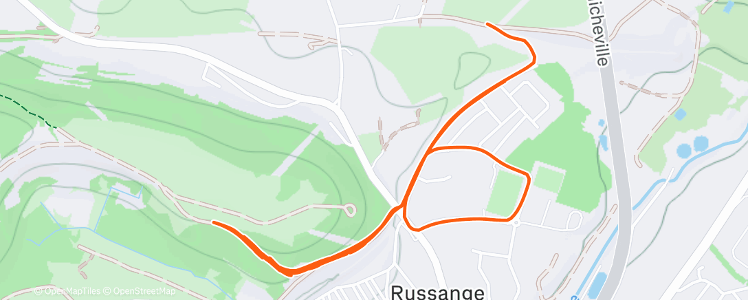 Map of the activity, Échauffement + 2 ( 6*45s en côtes / 45s / 3 min)+ récup