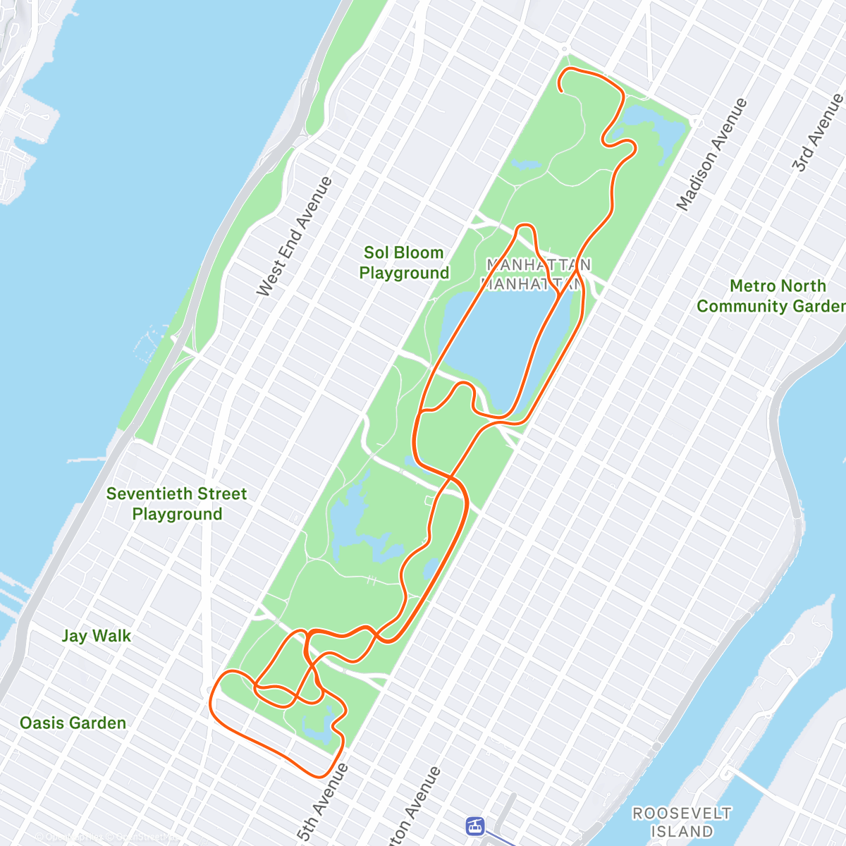 Map of the activity, Zwift - TrainerRoad: Rudderham on The Highline in New York
