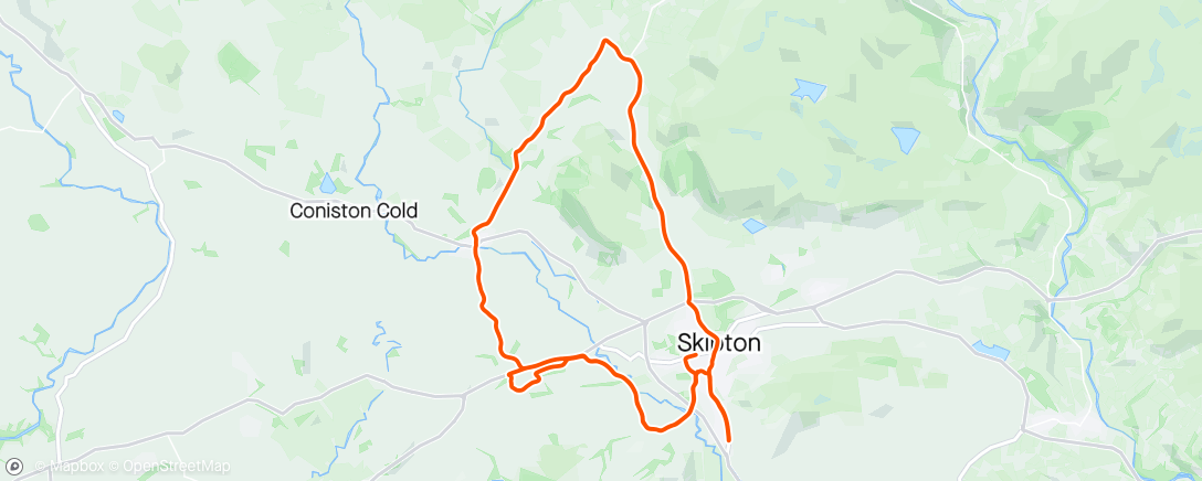 Map of the activity, Broughton loop with Steve, then back to Skipton and on to duckpond loop.
