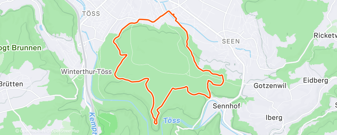 Map of the activity, Afternoon Run