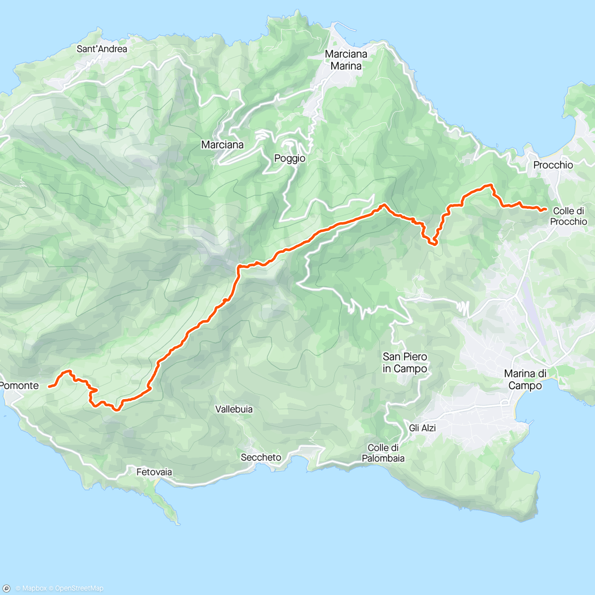 Map of the activity, Procchio- Pomonte GTE