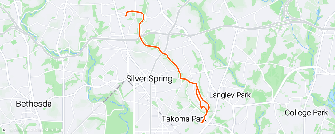 Map of the activity, Lunch Ride Silver Spring, Maryland ⛅