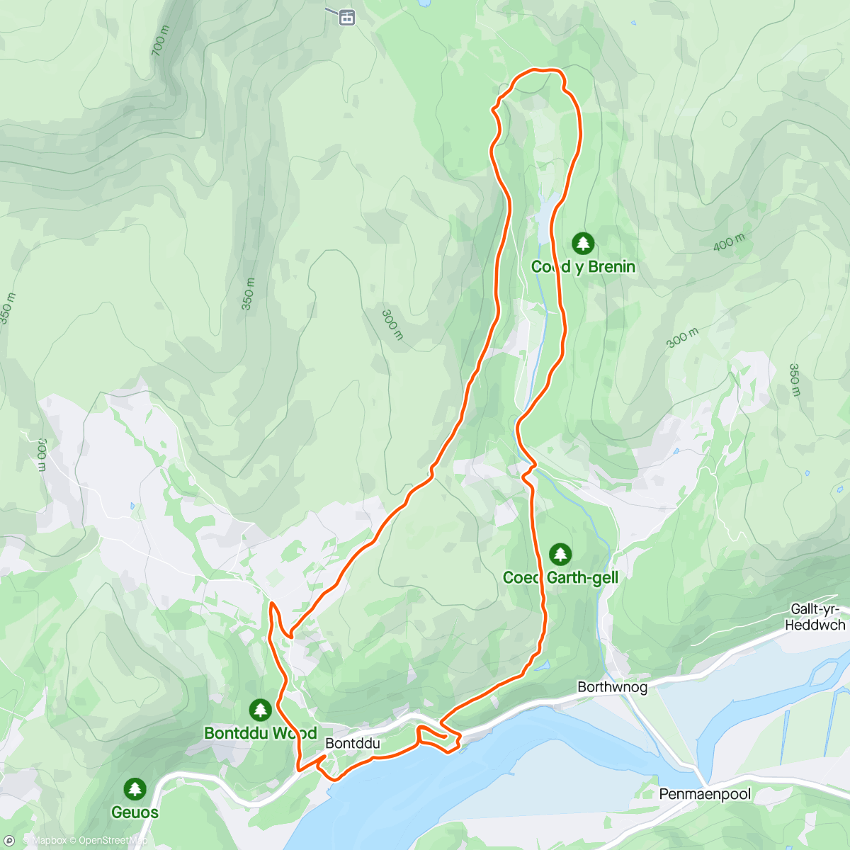 Map of the activity, Cwm Mynach Loop
