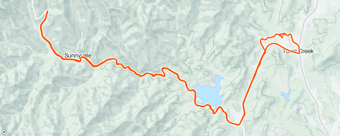 Map of the activity, Tuesday Turnaround ❤️🚴NC80😎