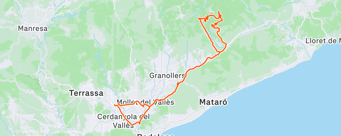Map of the activity, Veloohub-Costa del Montseny