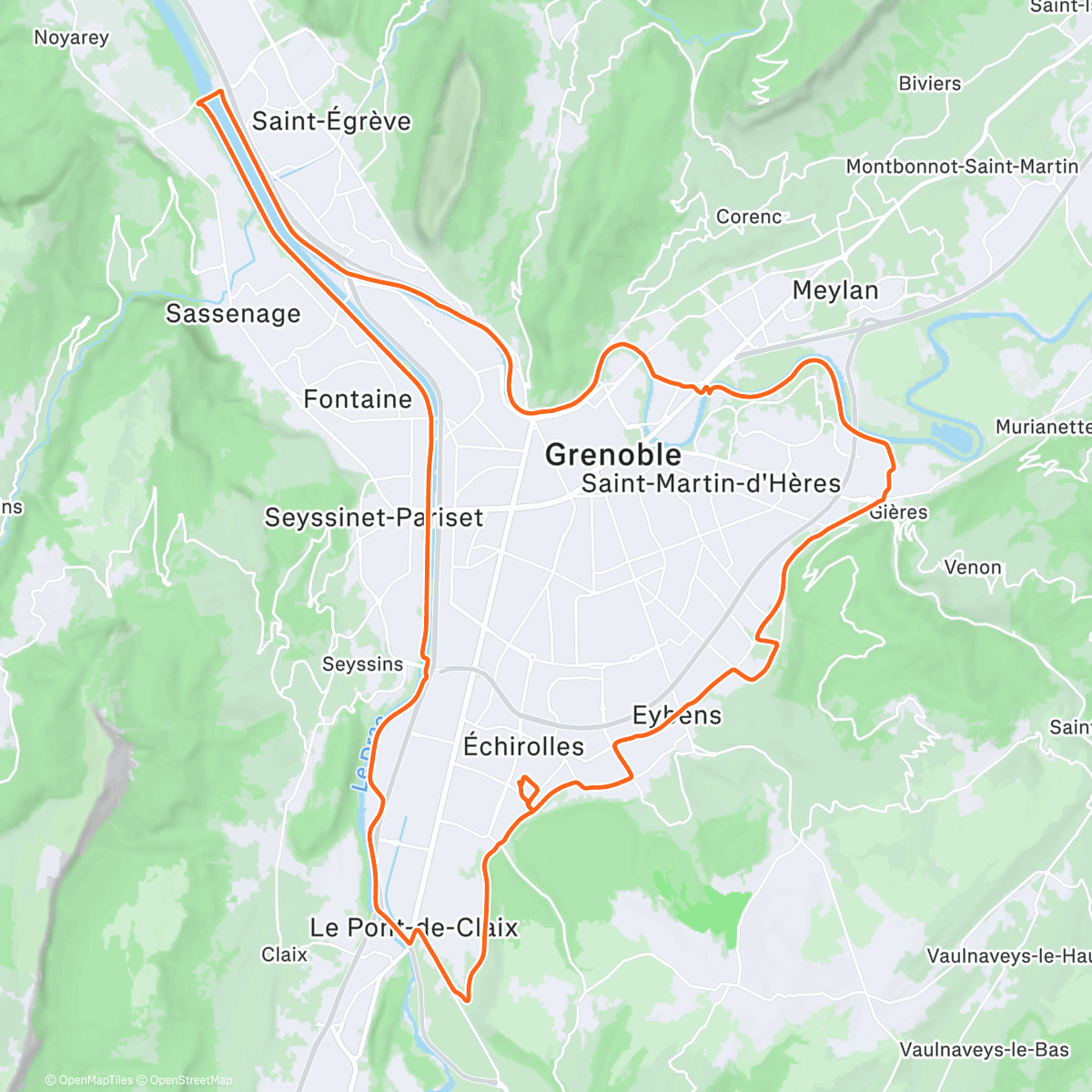 Map of the activity, Boucles grenobloises petit parcours ☁☁☁
