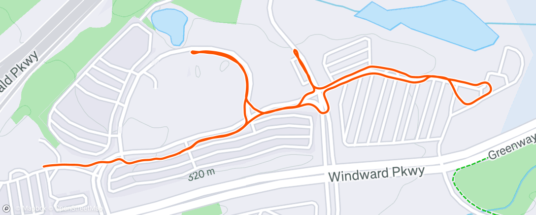 Map of the activity, Afternoon Run