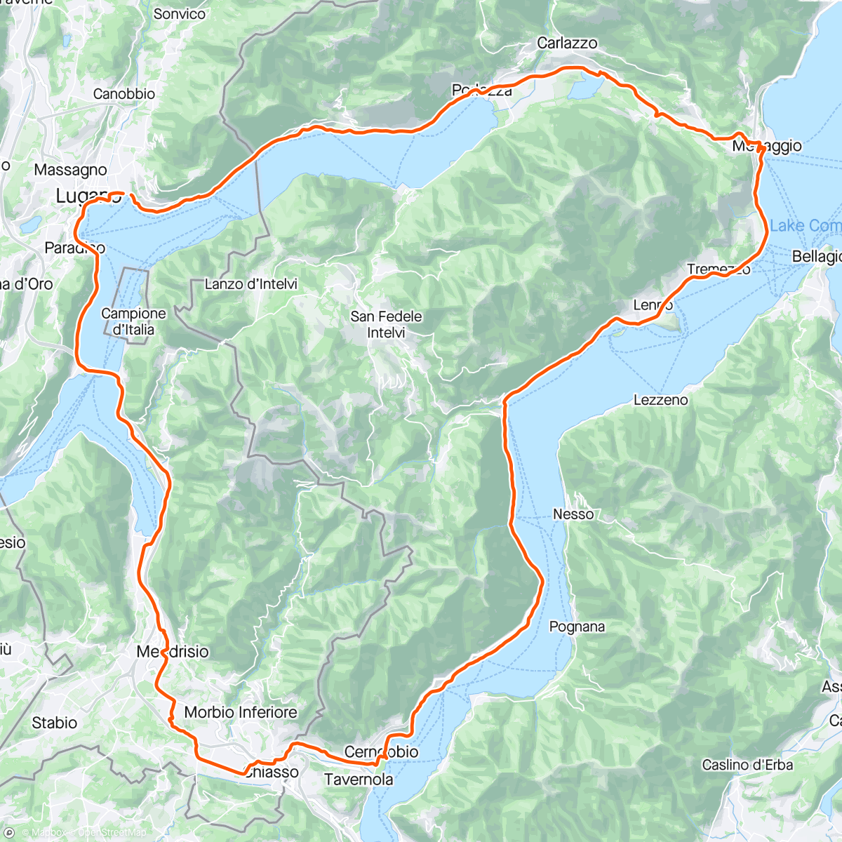 Map of the activity, Shimano Rebound Lugano Como Loop