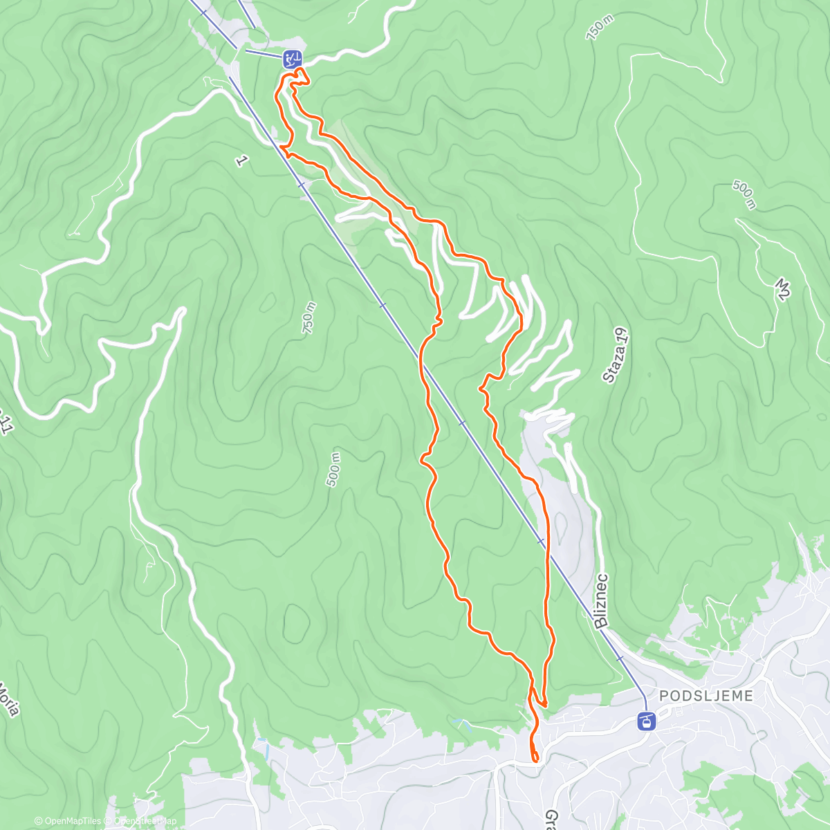 Map of the activity, Sljeme