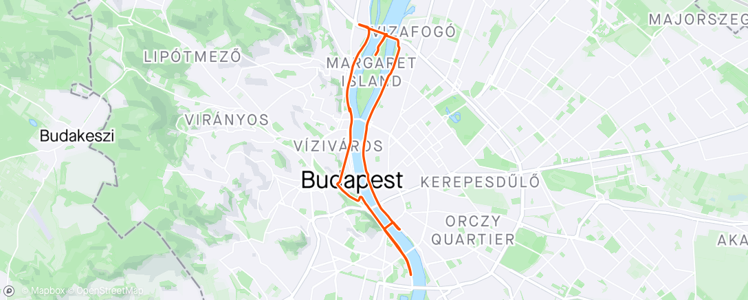 Map of the activity, Budapest halvmaraton - 1:37:58