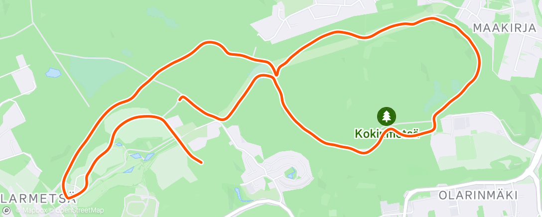 Map of the activity, Afternoon Run
