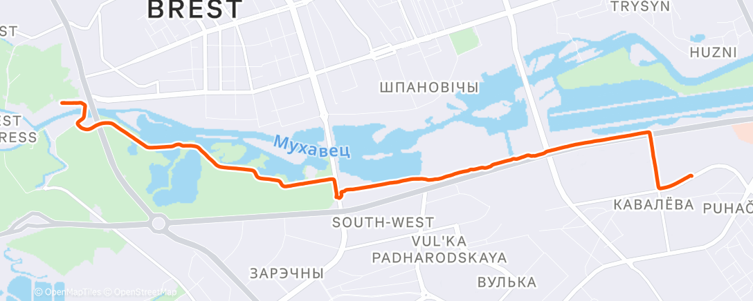 Map of the activity, Утренний забег