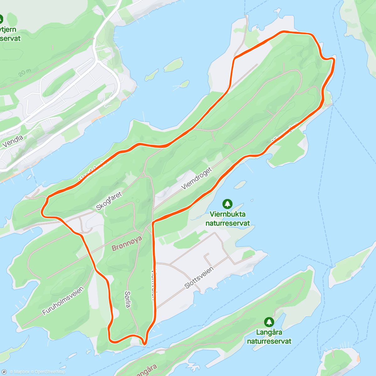 Map of the activity, 5 laps Brønnøya