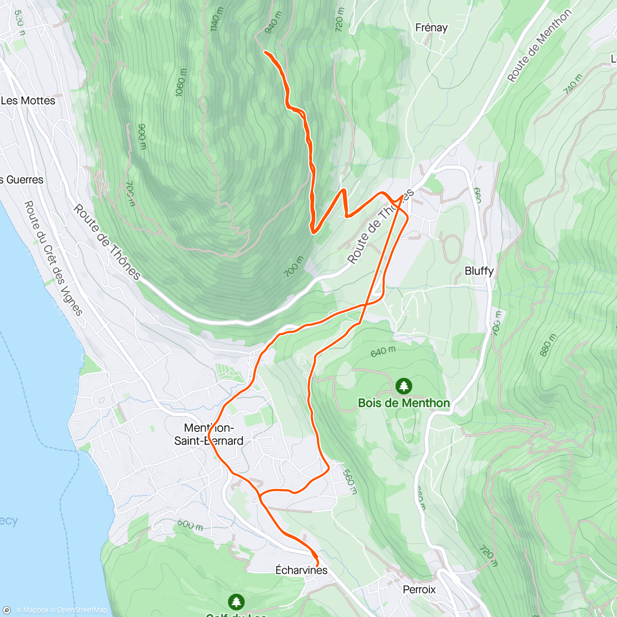 Mappa dell'attività Début du mont Verrier. Trop tard trop de boue. Prudence.