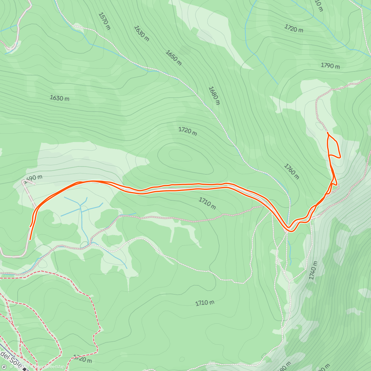 Map of the activity, Sessione di trail running all’ora di pranzo