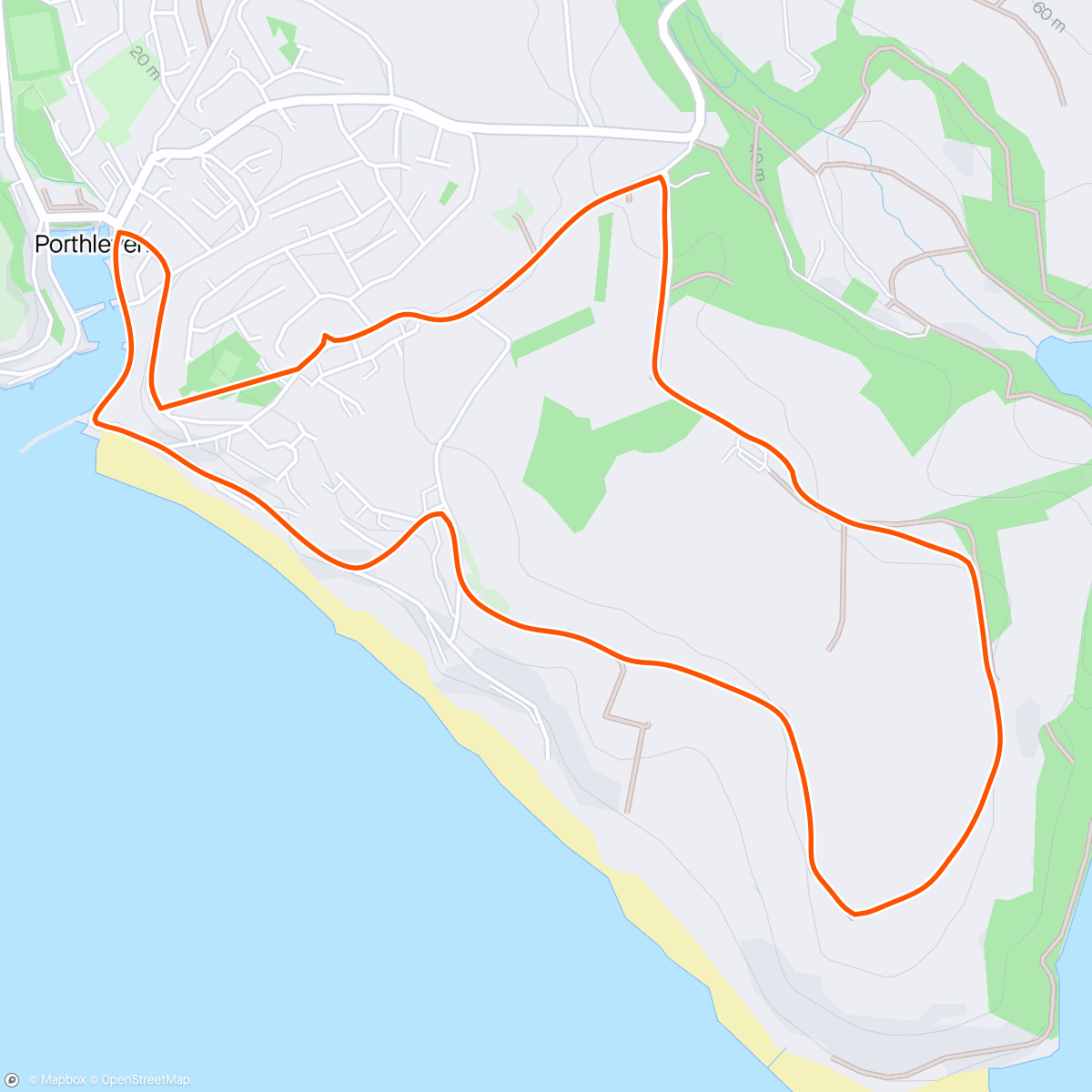 Mapa da atividade, Porthleven Evening Run