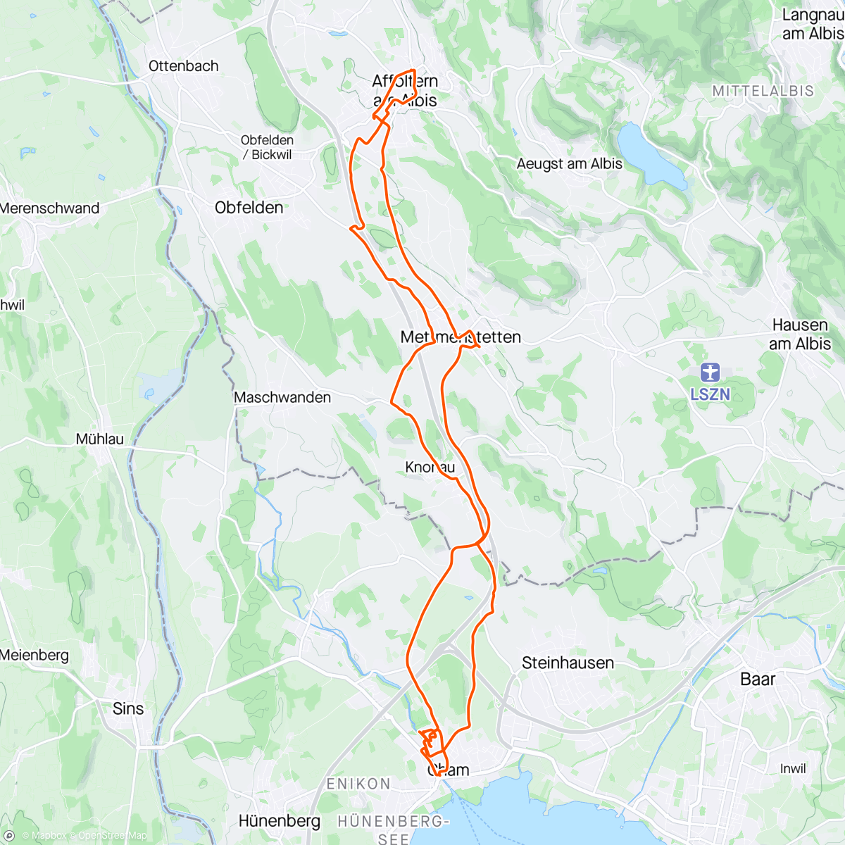 Map of the activity, I need to Knonau / Getting to Albis is the easy part / Zurich is also rural