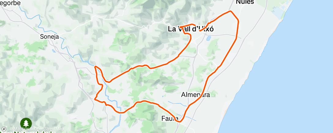 Map of the activity, Bicicleta por la tarde