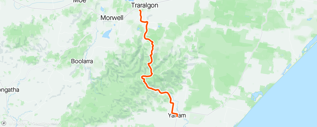 Map of the activity, Traralgon to Yarram return