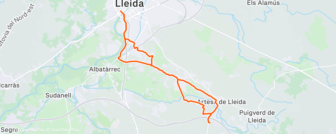 Map of the activity, Ruta a media tarde