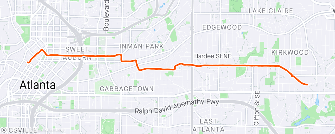Map of the activity, Afternoon Bike Commute