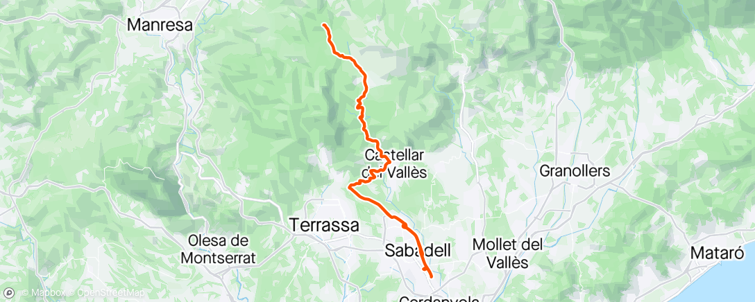 Map of the activity, Sant Llorenç, Km.28, ida y vuelta por Matadepera