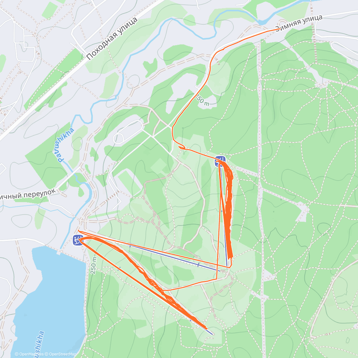 Карта физической активности (Заезд на горных лыжах (вечер))