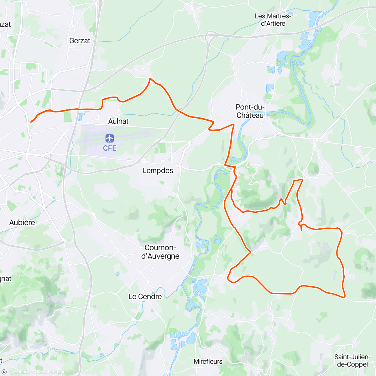 Map of the activity, Vélo Route : ASP63