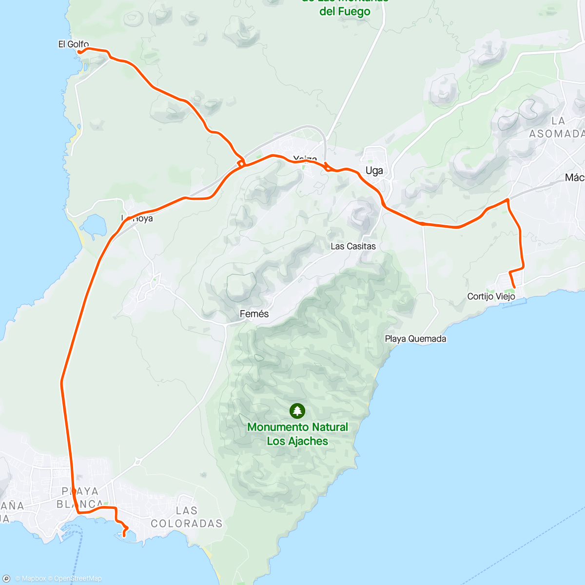 Map of the activity, El Golfo & Playa Blanca with Claire
