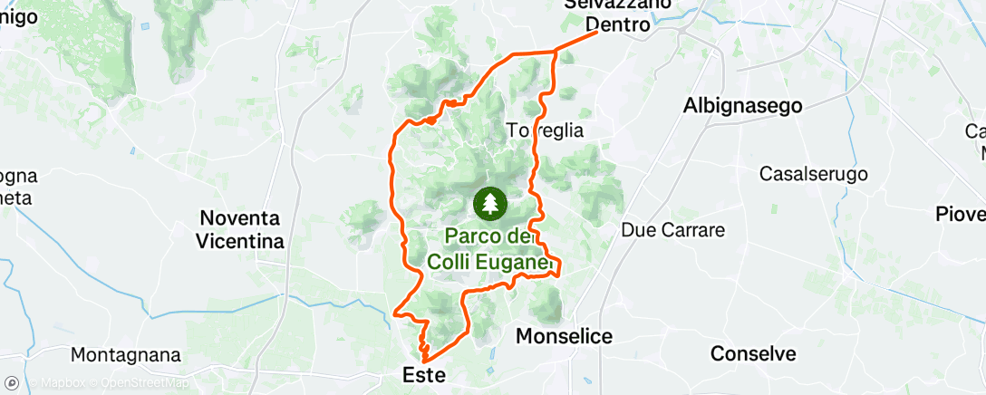 Map of the activity, Pedalata pomeridiana