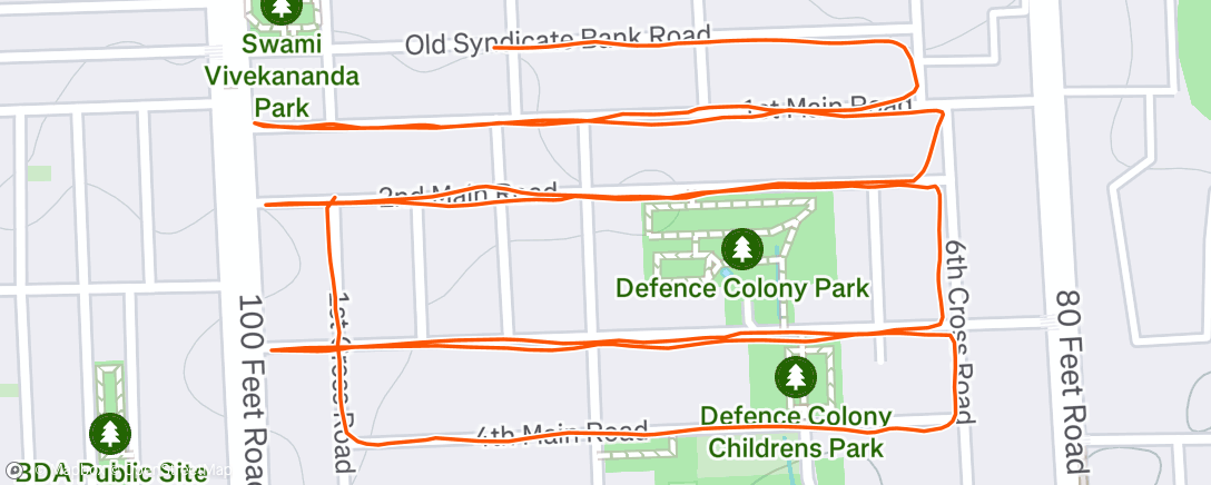 Map of the activity, Evening Run