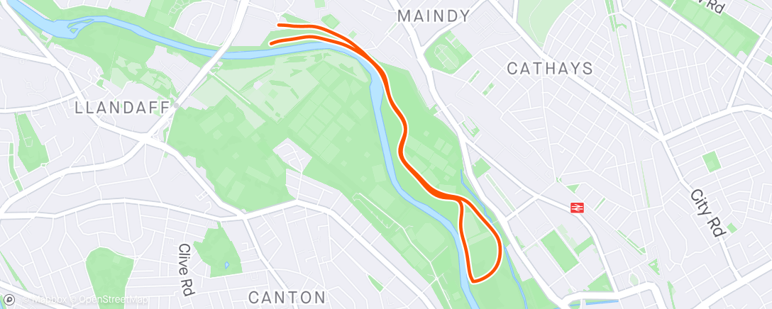 Map of the activity, Back in Cardiff. First Cardiff Parkrun in 3 years! 🥳🏃🏼‍♂️🌳