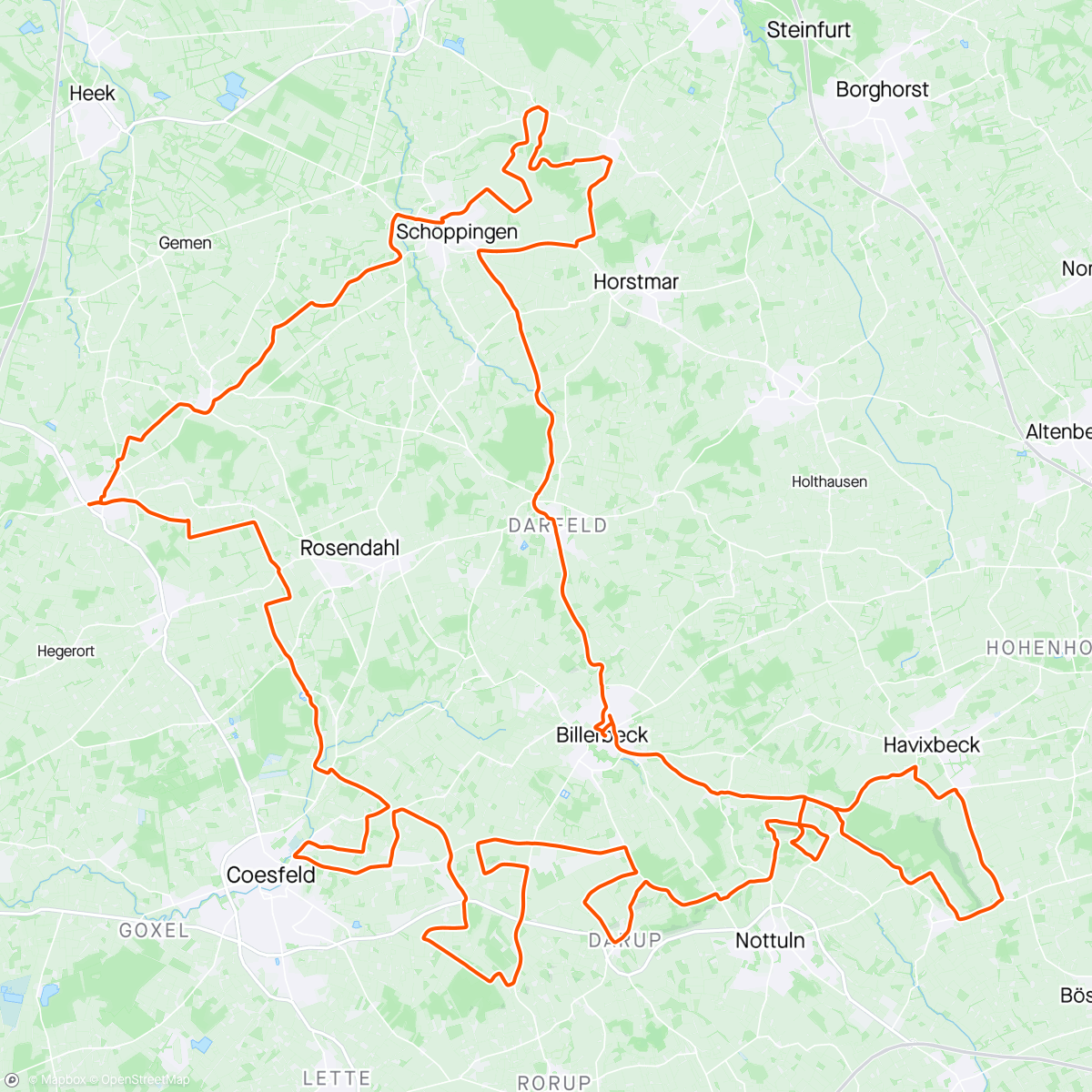 Map of the activity, Baumberg route samen met Lykle