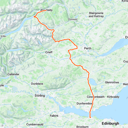 Leg 1 - South Queensferry - Aberfeldy | 119.3 km Road Cycling Route on ...