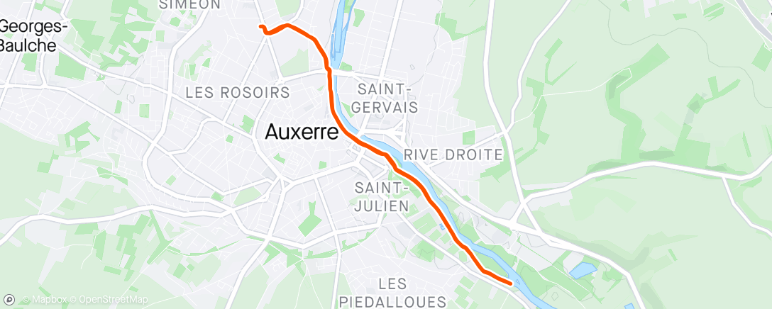 Mapa de la actividad, Course à pied dans l'après-midi